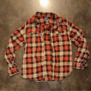 George Red and Black Plaid Kids Button Down Shirt